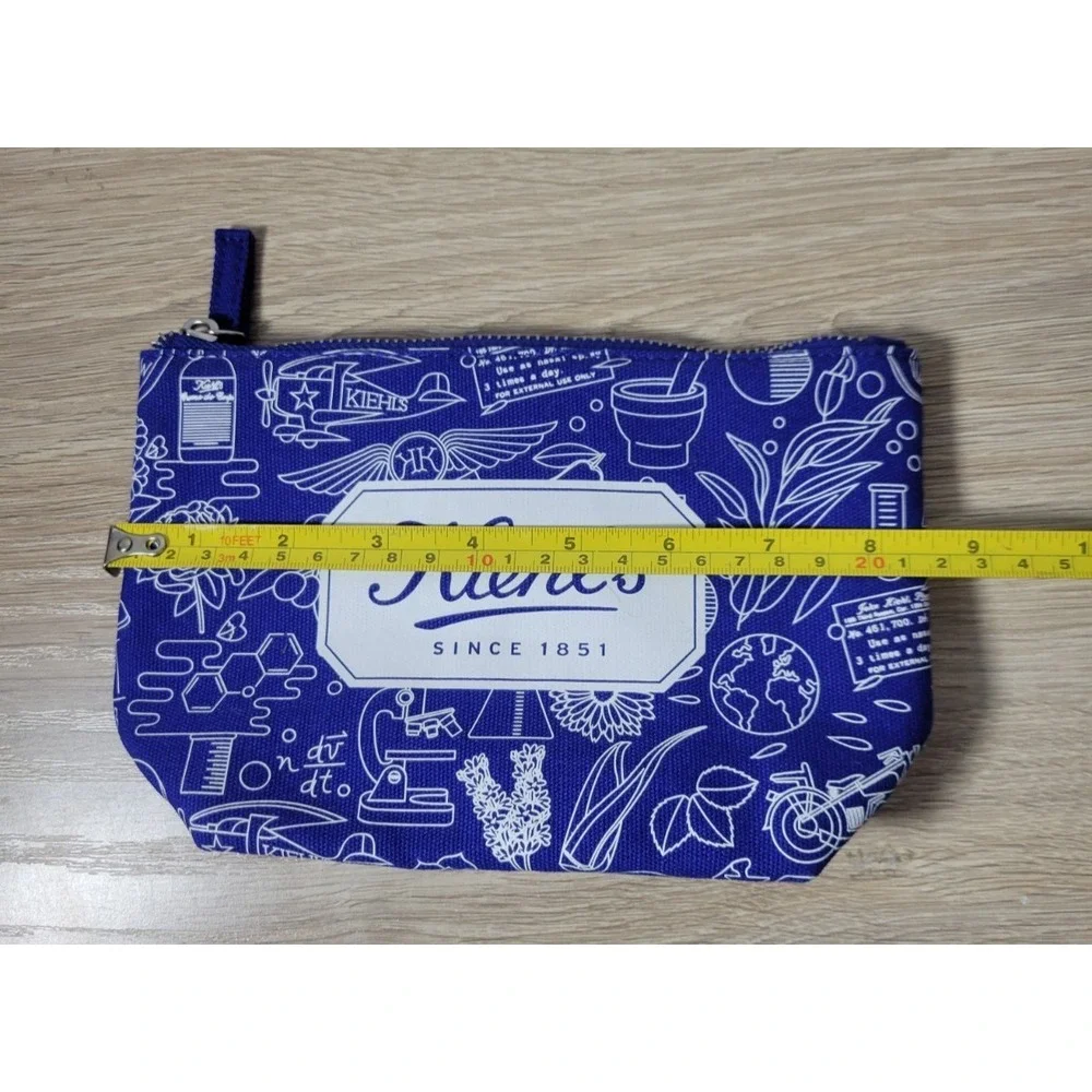Kiehl's Makeup Cosmetic Travel Bag‎ Blue & White Graphics Canvas